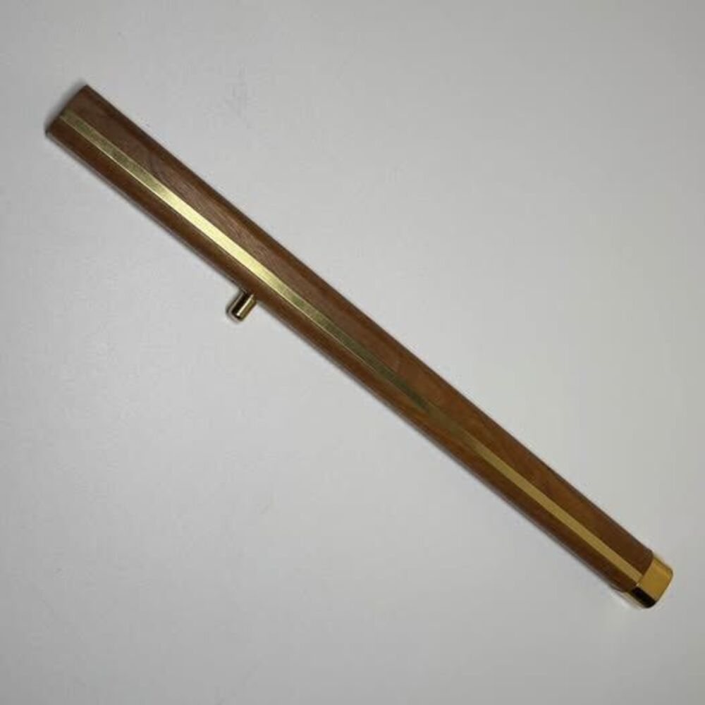 Vintage Mid-Century Wood & Brass Long Reach Fireplace Accessory - Working!